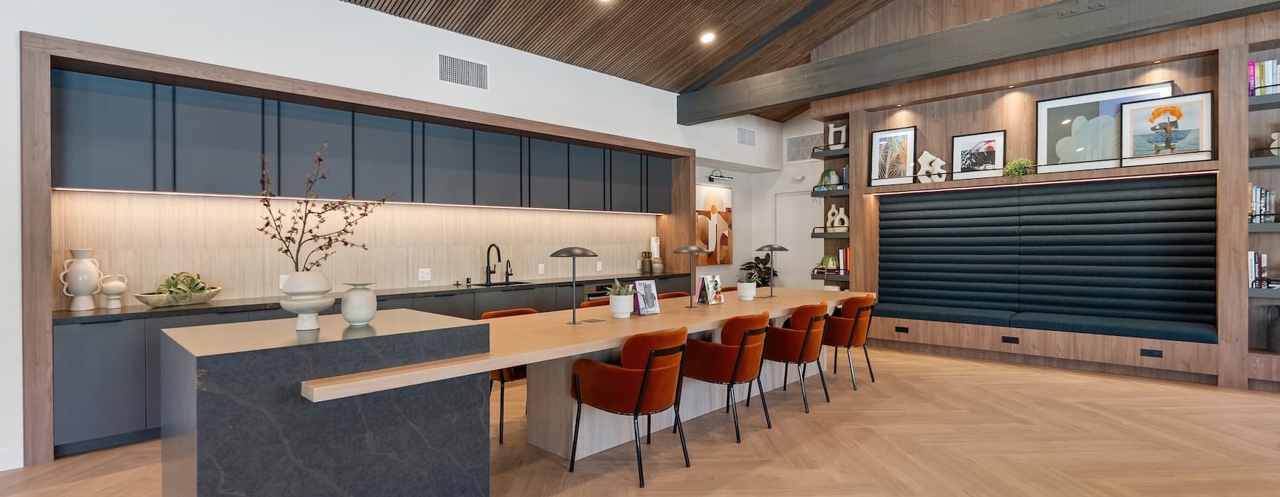 lounge area with modern decor and ample seating